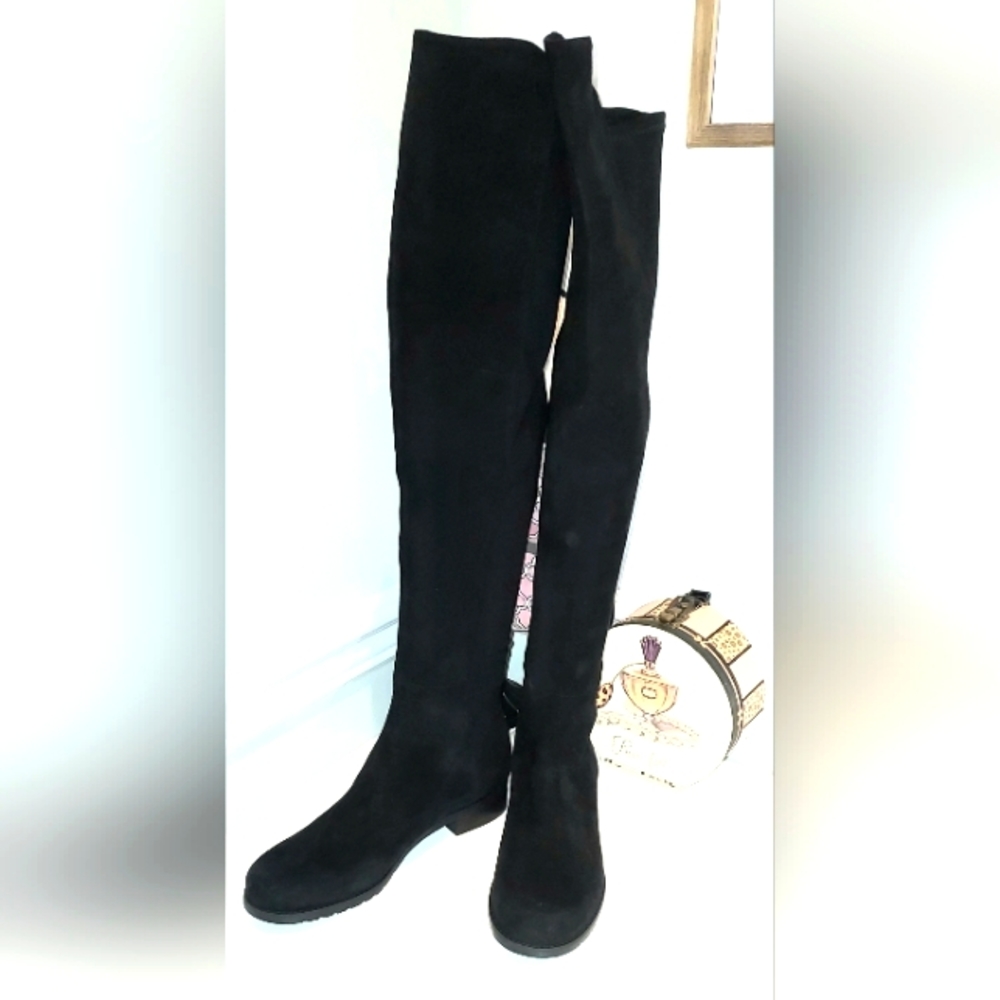 Stuart Weitzman Black Tall Leather Boots Size 9.5M NWT